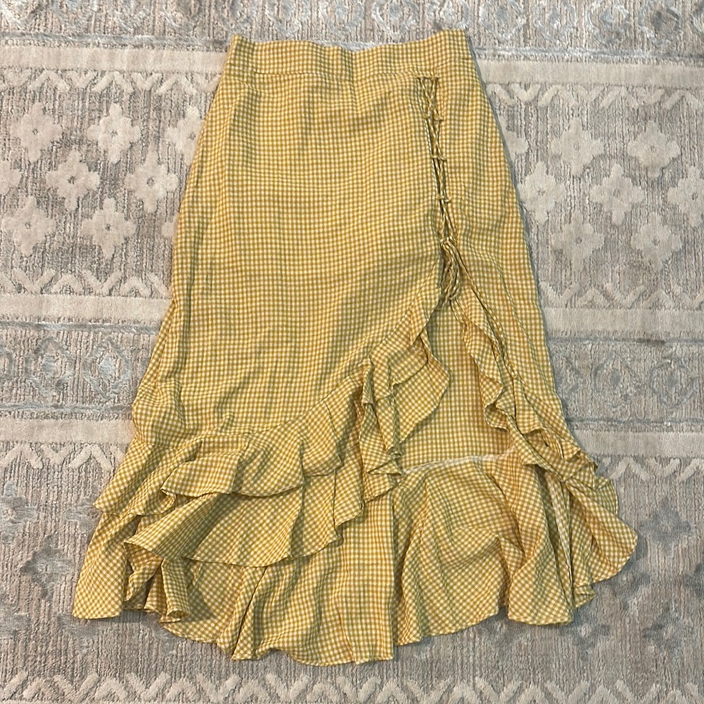 Yellow Gingham Ruffle Skirt
